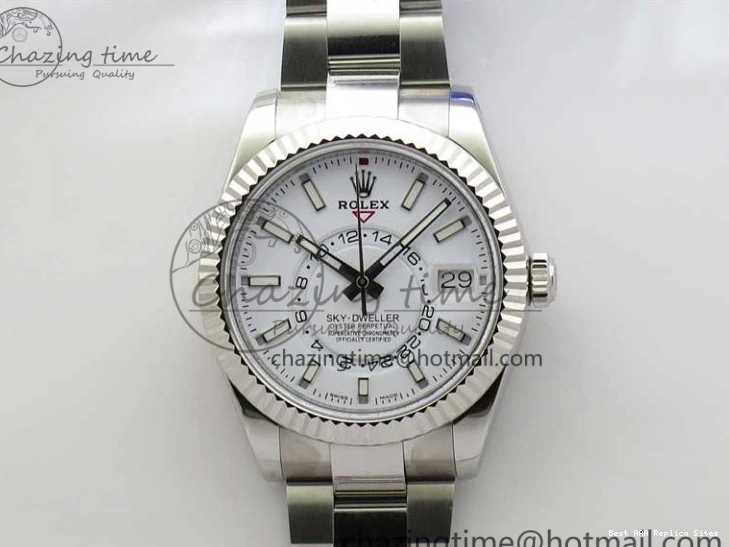 Good Copy Rolex Watches Noob Asian Sky-Dweller Best White SS 1:1 Bracelet 326934 23J Edition to TechFriendly 2880 SS Dial on 0111